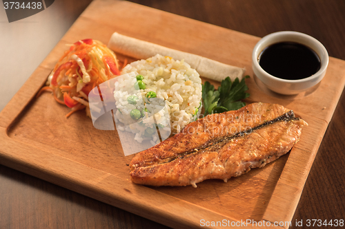 Image of Grilled salmon with rice