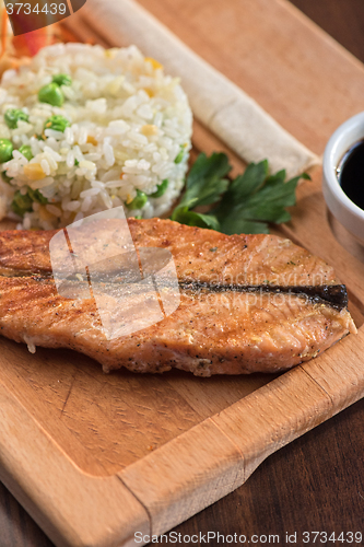 Image of Grilled salmon with rice