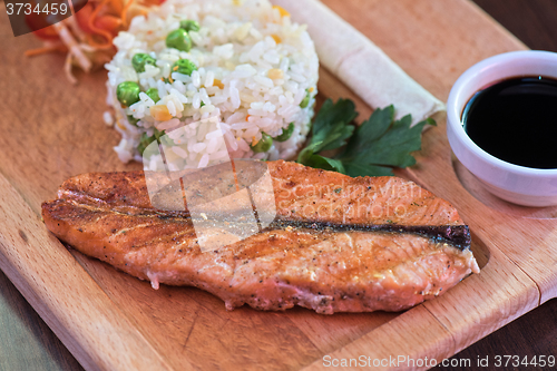 Image of Grilled salmon with rice