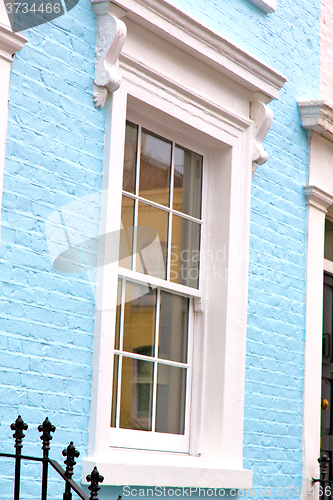 Image of notting   hill  area  in london  antique blue  wall  