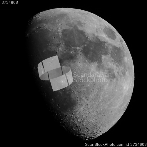 Image of Black and white Gibbous moon