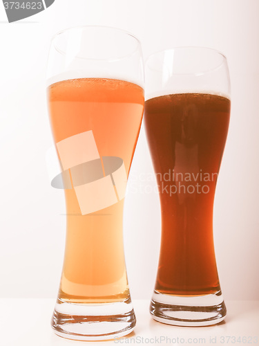 Image of Retro looking Two glasses of German beer