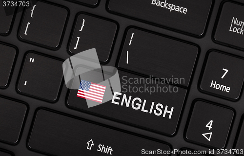 Image of Enter button with flag USA - Concept of language