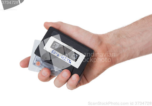 Image of Vintage audio cassette tape, isolated on white background