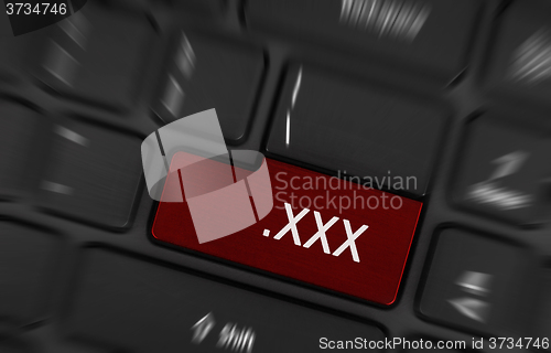 Image of Pressing porn button on a computer keyboard