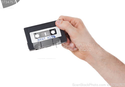 Image of Vintage audio cassette tape, isolated on white background