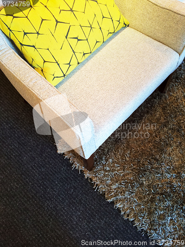 Image of Armchair on a fluffy carpet