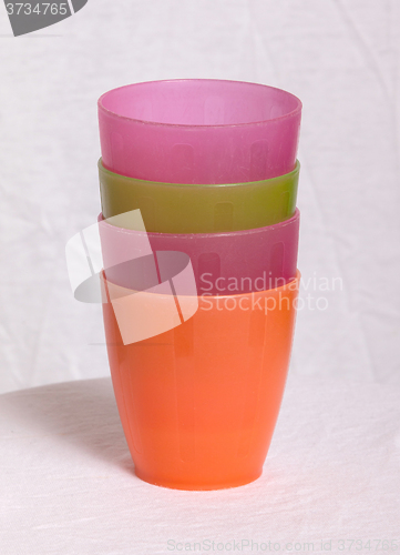 Image of Empty plastic cups isolated