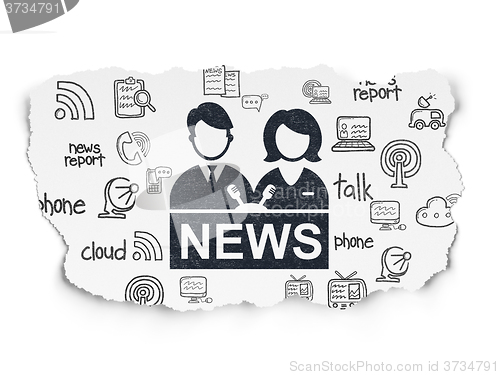 Image of News concept: Anchorman on Torn Paper background