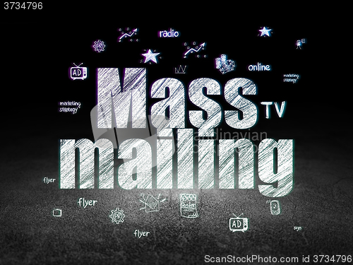 Image of Marketing concept: Mass Mailing in grunge dark room