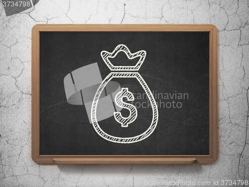 Image of Banking concept: Money Bag on chalkboard background