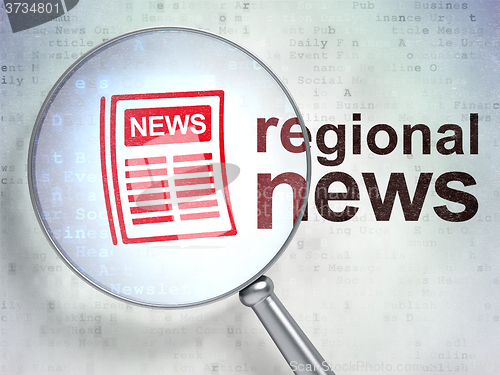 Image of News concept: Newspaper and Regional News with optical glass