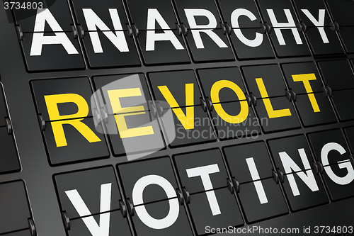 Image of Political concept: Revolt on airport board background