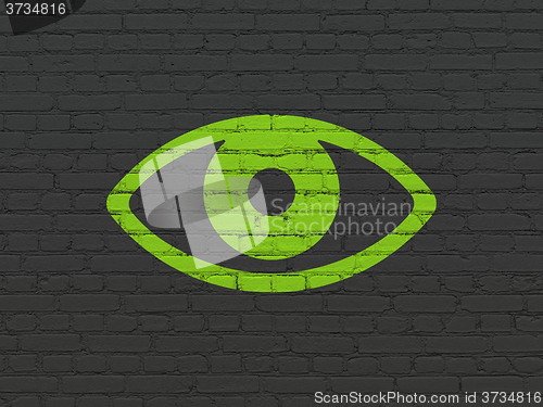 Image of Protection concept: Eye on wall background