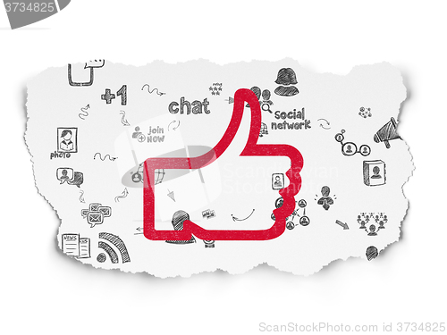 Image of Social network concept: Thumb Up on Torn Paper background