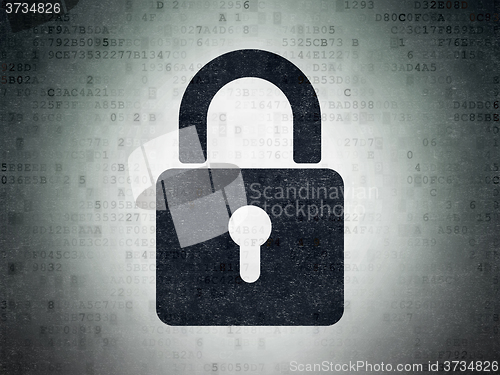 Image of Security concept: Closed Padlock on Digital Paper background