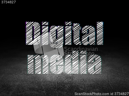 Image of Advertising concept: Digital Media in grunge dark room