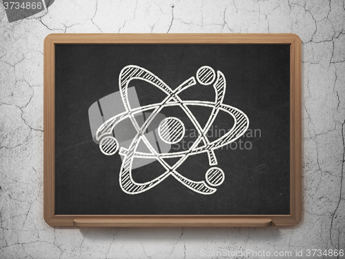 Image of Science concept: Molecule on chalkboard background