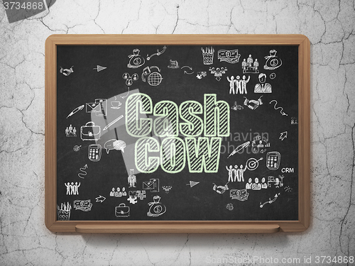 Image of Finance concept: Cash Cow on School Board background