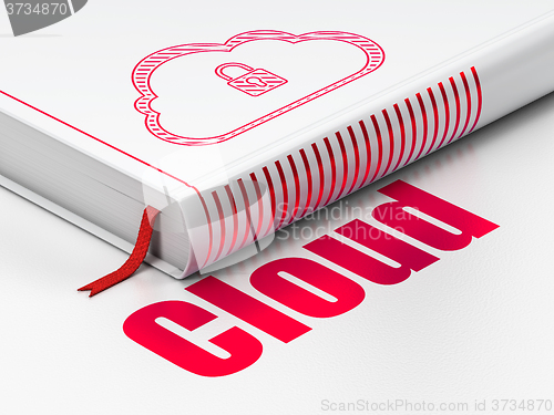 Image of Cloud technology concept: book Cloud With Padlock, Cloud on white background