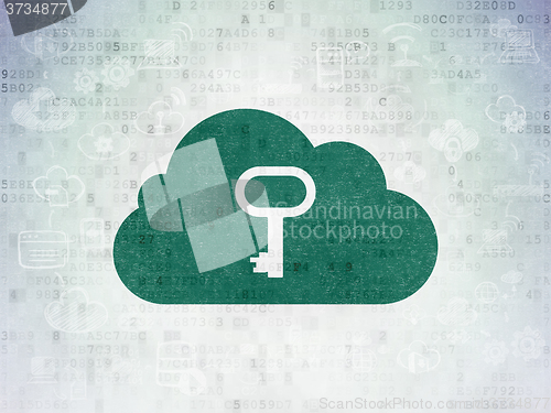 Image of Cloud technology concept: Cloud With Key on Digital Paper background