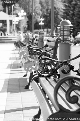 Image of benches stand in a row