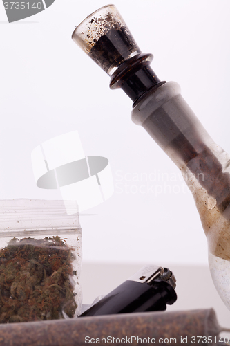 Image of Close up of marijuana and smoking paraphernalia