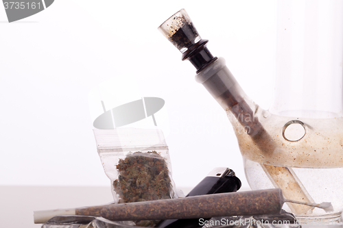 Image of Close up of marijuana and smoking paraphernalia