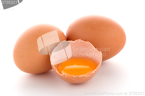 Image of Raw eggs isolated on white