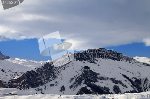 Image of Winter mountains at nice sun evening