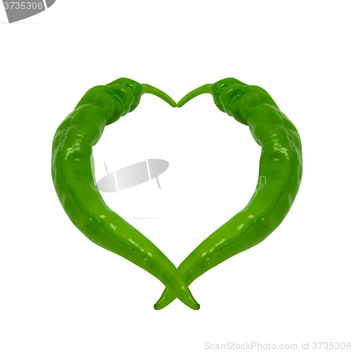 Image of Heart composed of green peppers