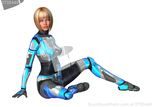 Image of Female Cyborg on White