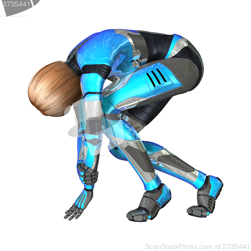 Image of Female Cyborg on White