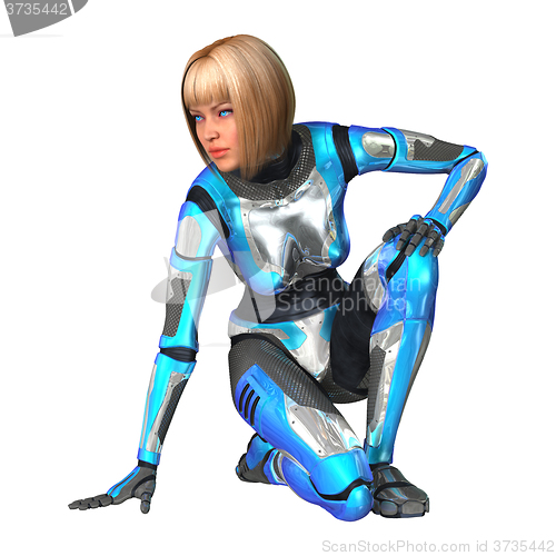 Image of Female Cyborg on White