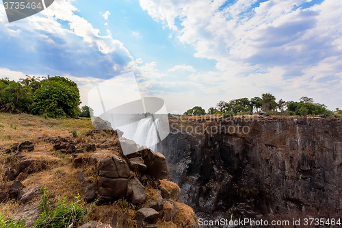 Image of The Victoria falls with dramatic sky