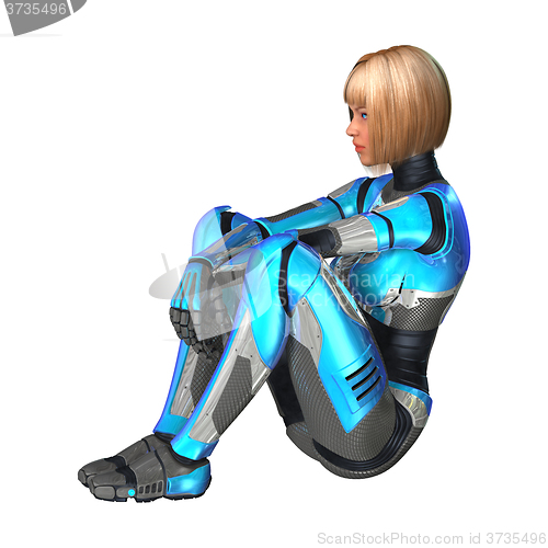 Image of Female Cyborg on White