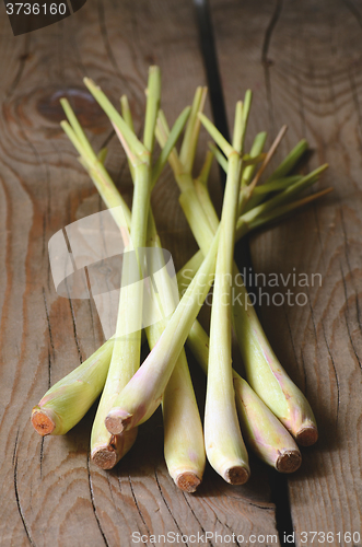 Image of Lemon Grass on wood background