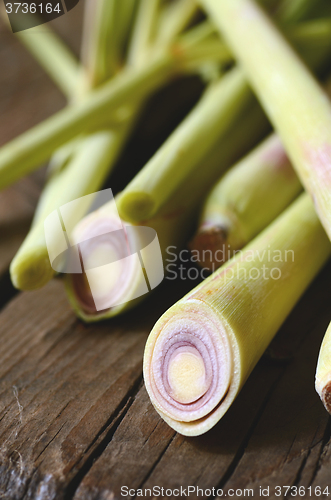 Image of Lemon Grass on wood background