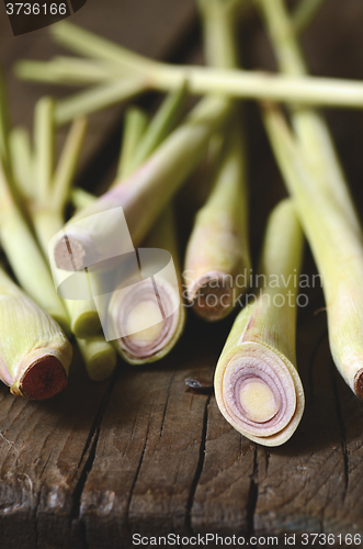 Image of Lemon Grass on wood background