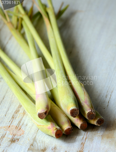 Image of Lemon Grass on wood background