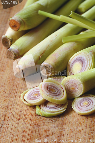 Image of Lemon Grass on wood background