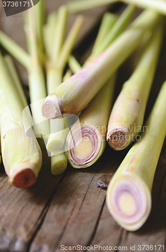 Image of Lemon Grass on wood background