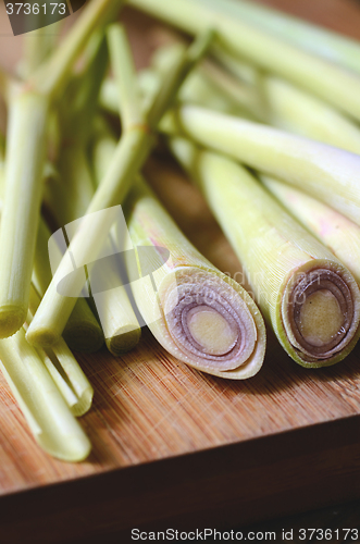 Image of Lemon Grass on wood background