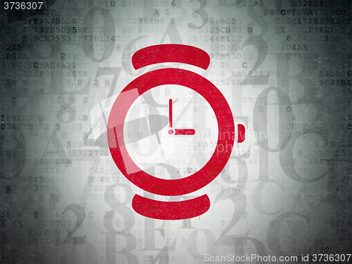 Image of Time concept: Watch on Digital Paper background