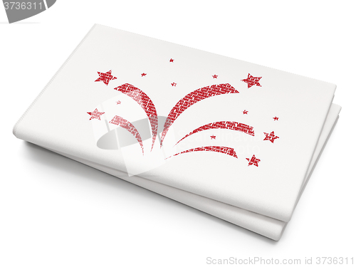 Image of Entertainment, concept: Fireworks on Blank Newspaper background