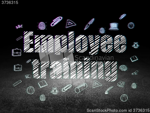 Image of Education concept: Employee Training in grunge dark room