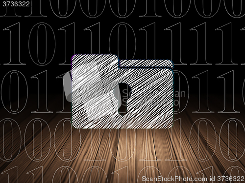 Image of Business concept: Folder With Keyhole in grunge dark room