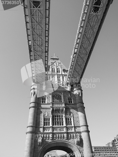Image of Black and white Tower Bridge in London