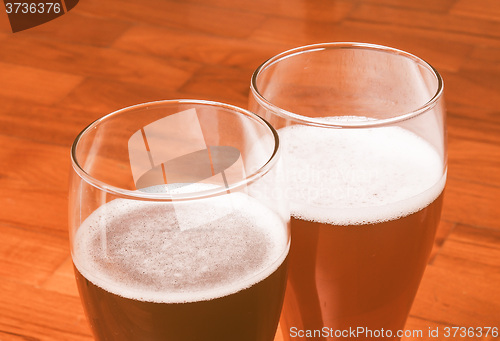 Image of Retro looking Two glasses of German beer