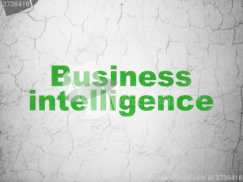 Image of Business concept: Business Intelligence on wall background